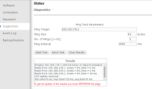 Ping diagnostic page